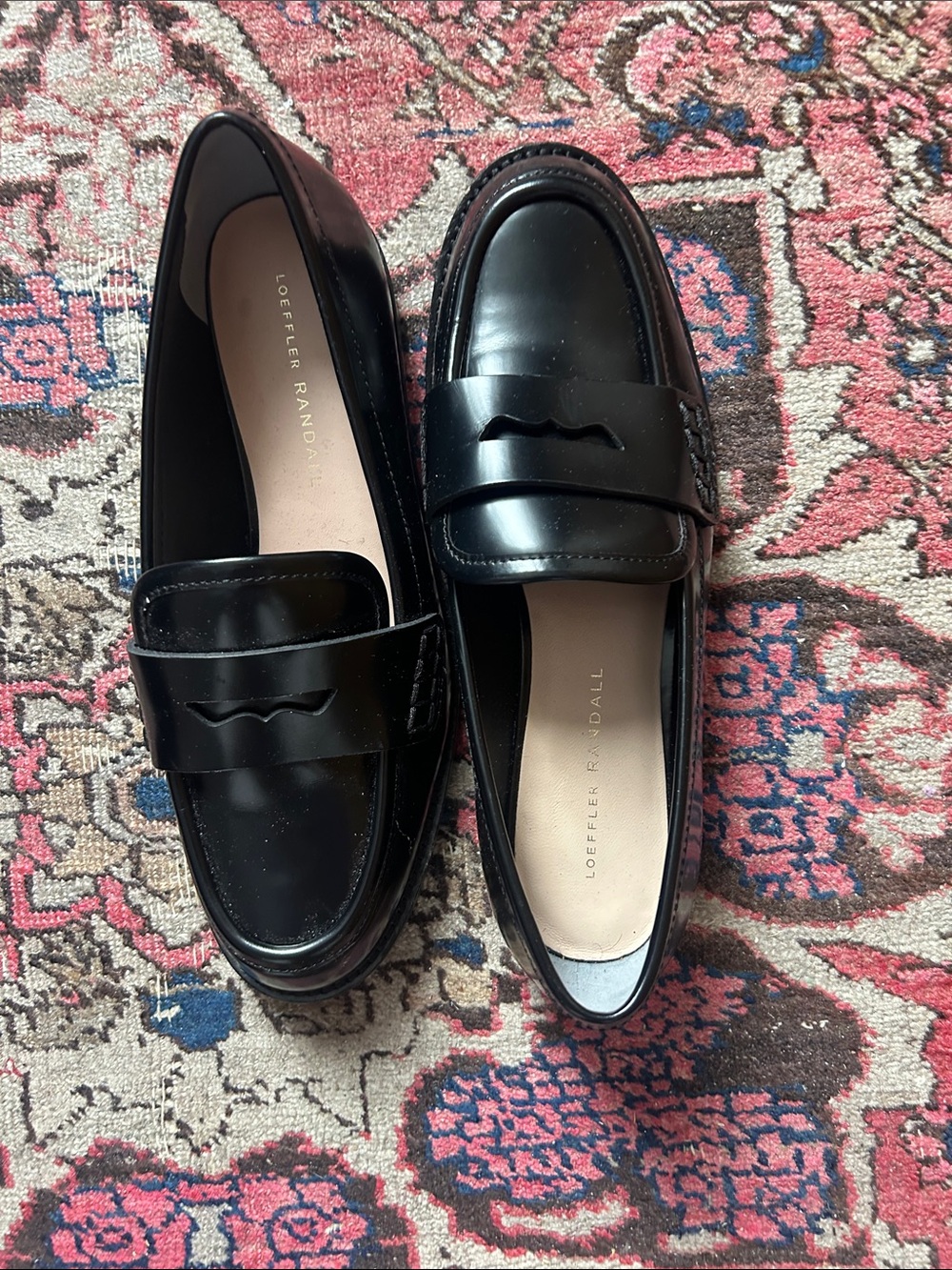 Loeffler Randall Black Leather Penny Loafers